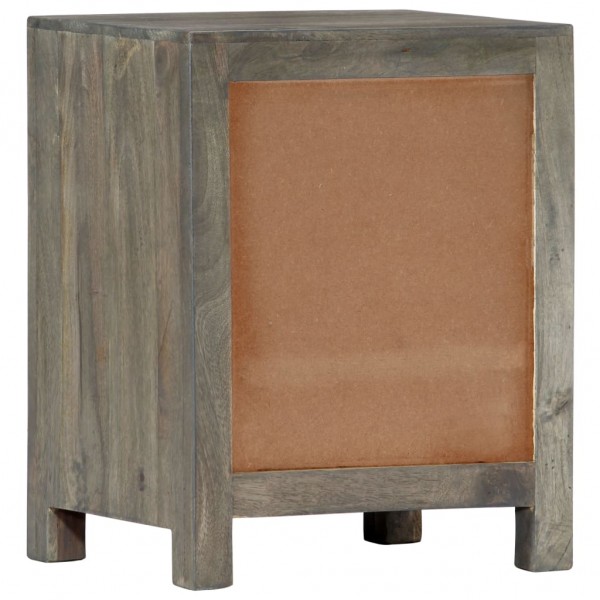 Mesita De Noche De Madera Maciza De Mango Gris 40x30x50 Cm Mesita