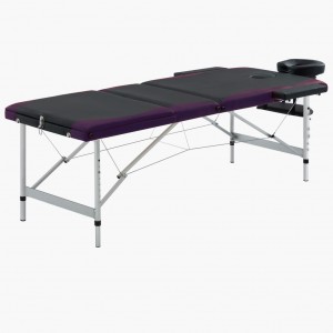 Cama de massagem dobrável 3 zonas alumínio preto e roxo D