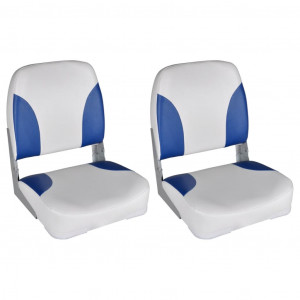 2x Assento barco apoio dobrável almofada azul branco 41x36x48cm D