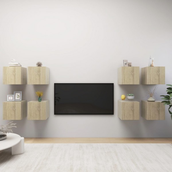 Muebles de pared para TV 8 uds color roble Sonoma 30.5x30x30cm D