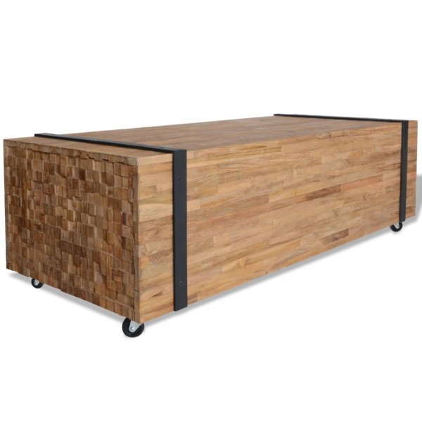 Mesa de centro de madera maciza de teca 110x45x38 cm D