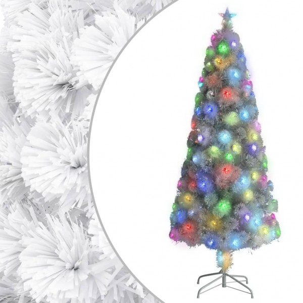 Árbol de Navidad artificial con luces fibra óptica blanco 210cm D