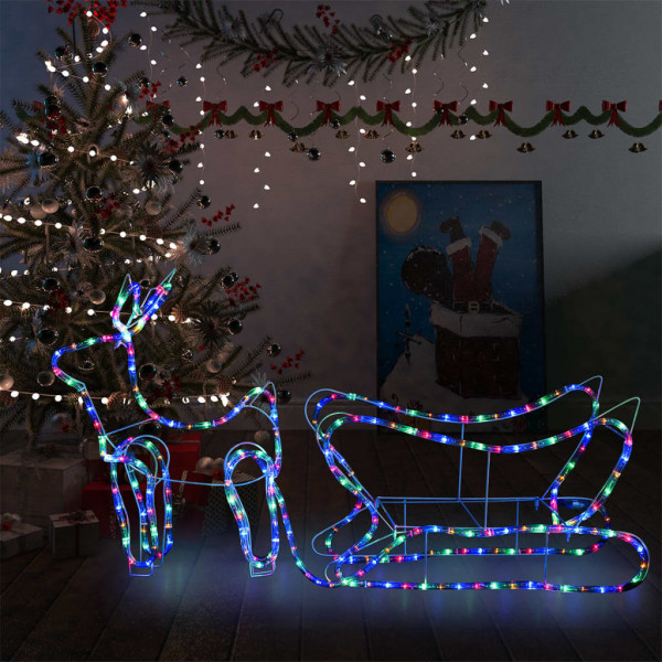 Decoración navideña para jardín renos y trineo 252 LEDs D