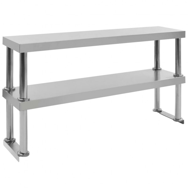 Estante mesa de trabajo 2 niveles acero inoxidable 120x30x65 cm D