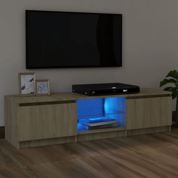 Armário de TV com luzes LED de carvalho Sonoma 120x30x35.5 cm D
