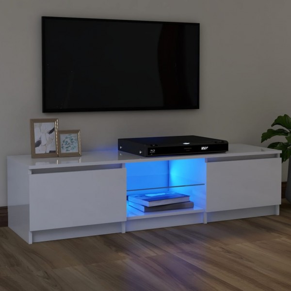 Mobiliário de televisão com luzes LED brancas brilhantes 120x30x35,5 cm D