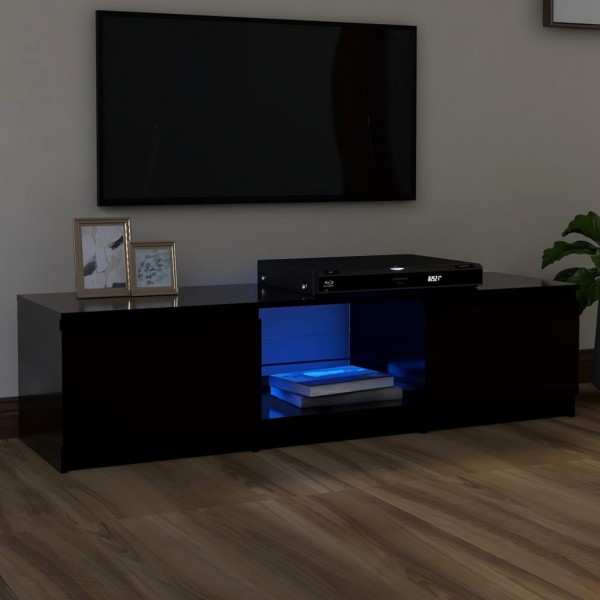 Mobiliário para TV com luzes LED pretas 140x40x35,5 cm D