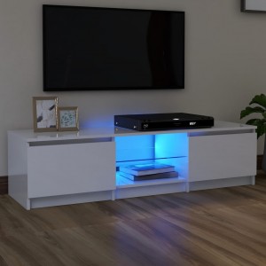 Mueble de TV con luces LED blanco brillante 140x40x35.5 cm D
