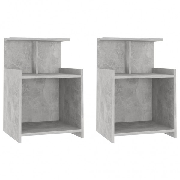 Mesas de noite de 2 andares, revestidas de concreto cinza, 40x35x60 cm D