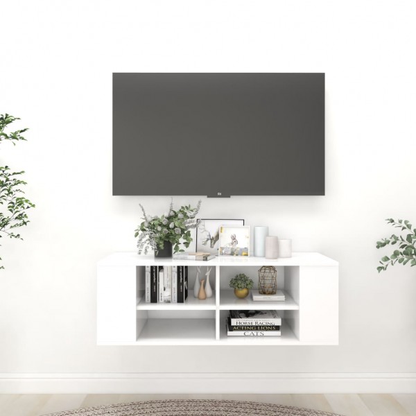 Mueble de pared para TV madera contrachapada blanco 102x35x35cm D