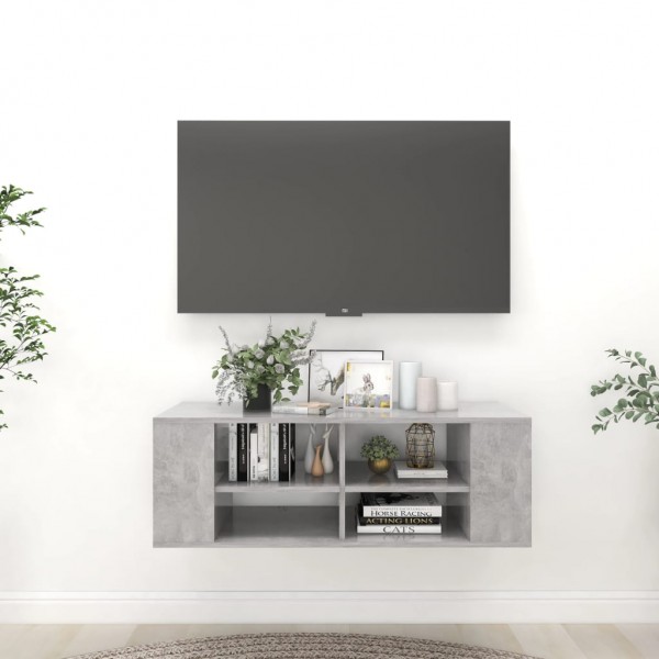 Mueble de pared para TV aglomerado gris hormigón 102x35x35 cm D
