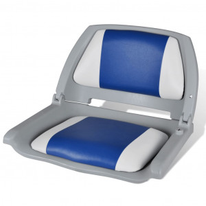 Assento de barco apoio dobrável almofada azul branco 41x51x48cm D