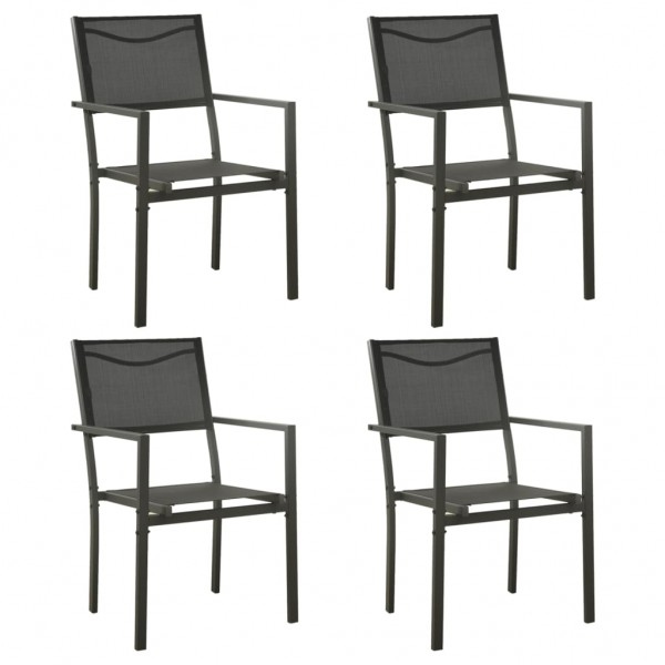 Cadeiras de jardim 4 unidades de aço preto e têxtil e antracite D