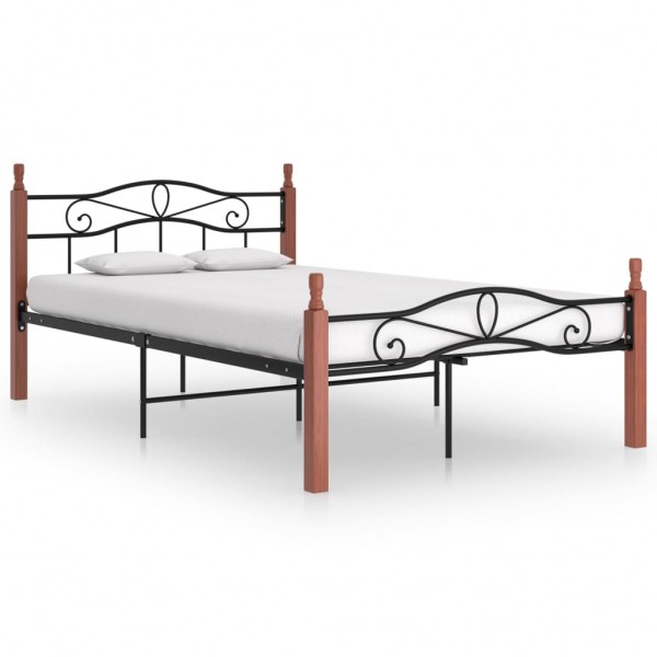 Estructura de cama metal y madera maciza de roble 120x200 cm D