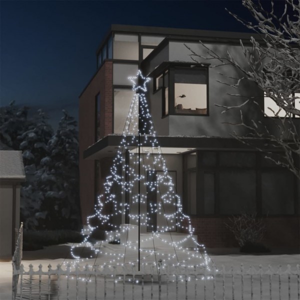 Árbol de Navidad con poste de metal 500 LEDs blanco frío 3 m D