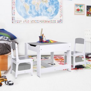 Mesa infantil con 2 sillas MDF blanco D