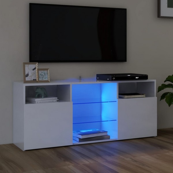 Mueble de TV con luces LED blanco brillante 120x30x50 cm D