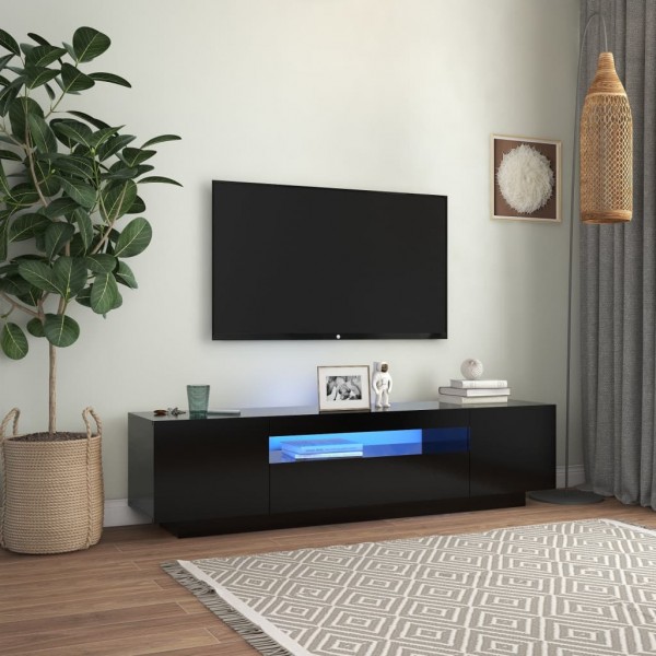 Mueble de TV con luces LED negro 160x35x40 cm D