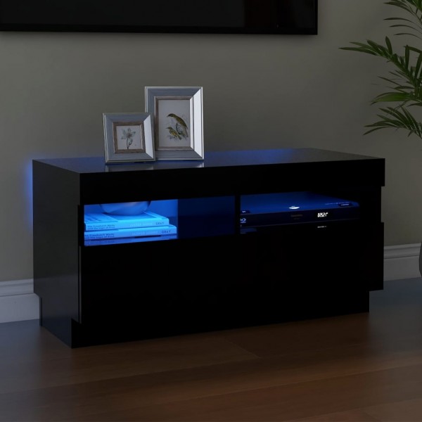 Mueble de TV con luces LED negro 80x35x40 cm D