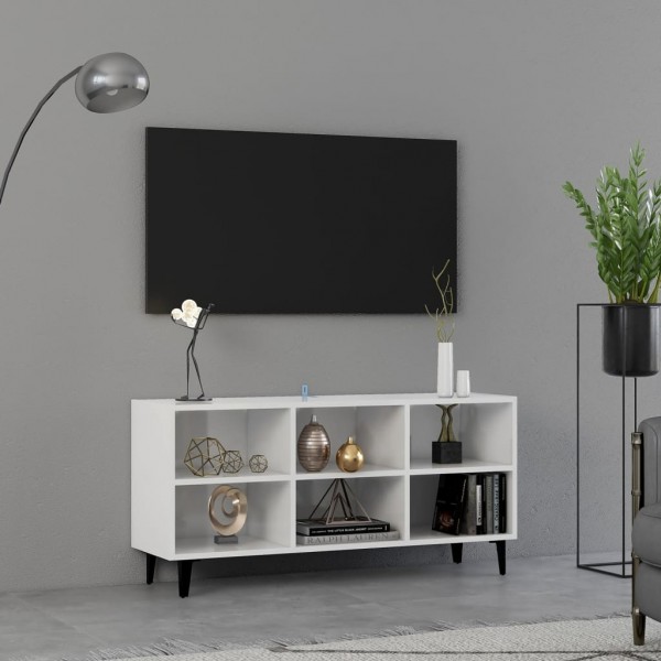 Mueble de TV con patas de metal blanco brillante 103.5x30x50 cm D