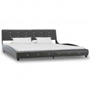 Estructura de cama cuero sintético gris 180x200 cm D
