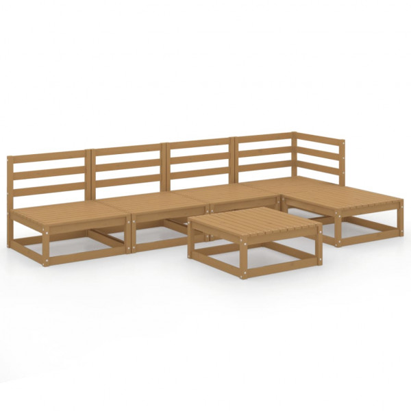 Muebles de jardín 6 piezas marrón miel madera maciza de pino Muebles de jardín 6 piezas marrón miel madera maciza de pino D