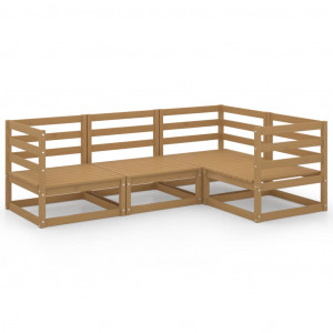 Muebles de jardín 4 piezas marrón miel madera madera de pino D