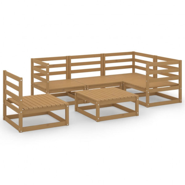 Muebles de jardín 6 piezas marrón miel madera maciza de pino D