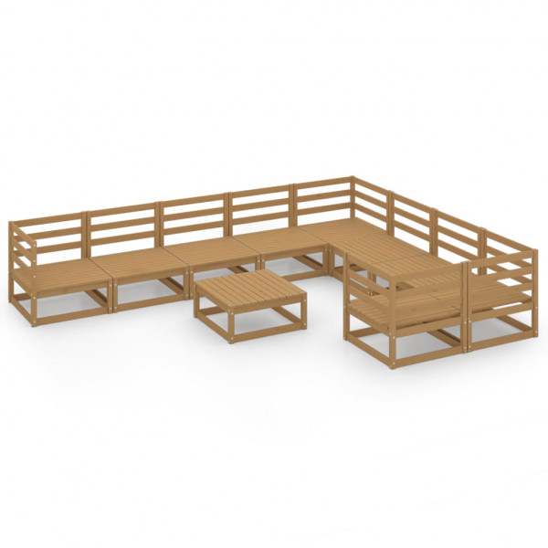 Muebles de jardín 10 piezas madera maciza de pino D