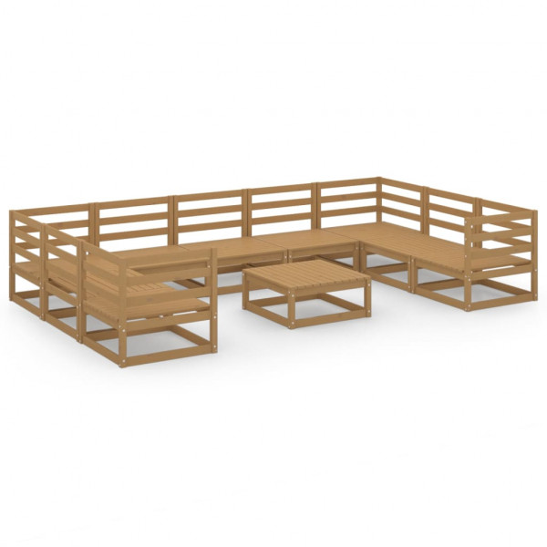 Muebles de jardín 10 piezas madera maciza de pino D
