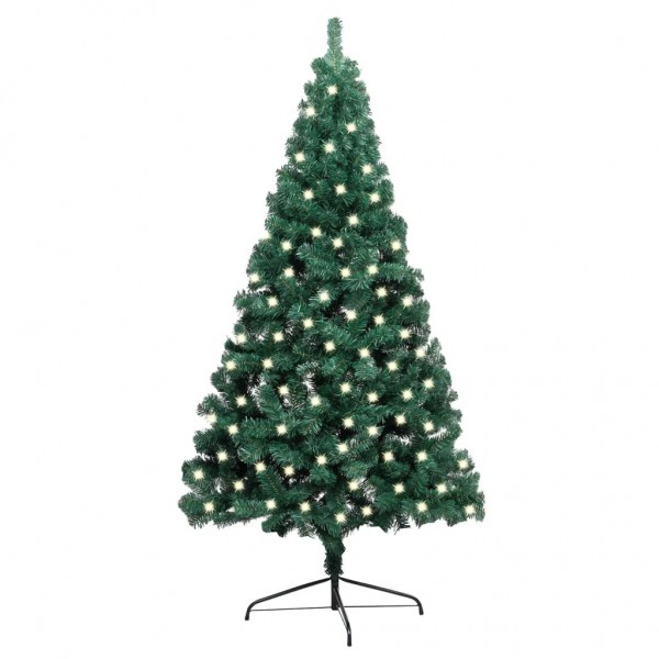 Medio árbol de Navidad artificial LED y soporte PVC verde 120cm Medio árbol de Navidad artificial LED y soporte PVC verde 120cm D