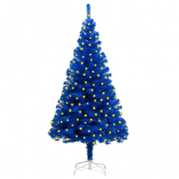 Árbol de Navidad artificial con LED y soporte azul PVC 180 cm D