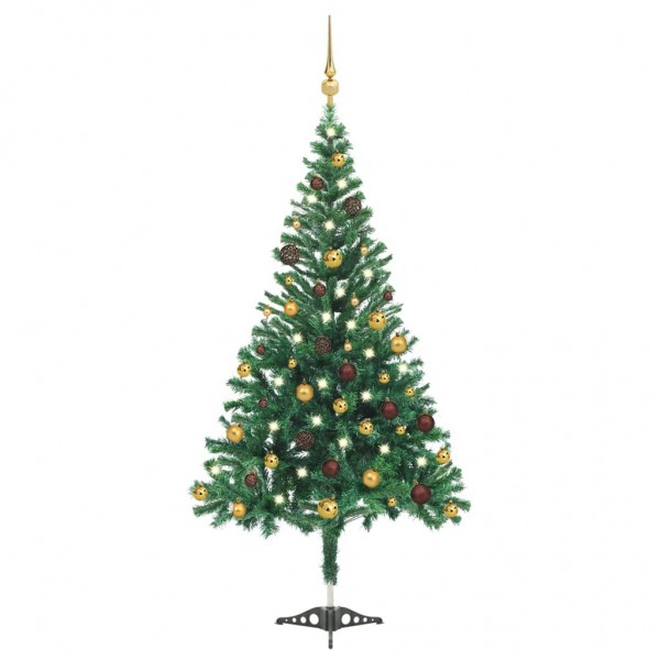 Árvore de Natal artificial com luzes e bolas 910 ramos 210 cm D