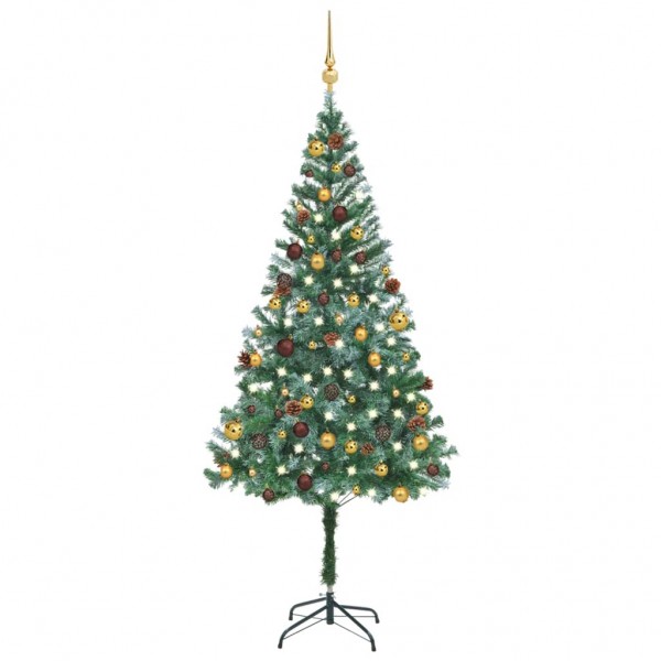 Set medio árbol de Navidad artificial LED. bolas y piñas 180cm D