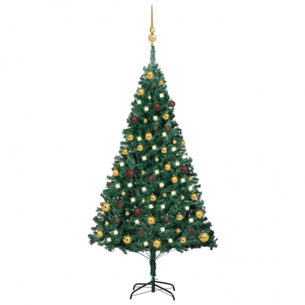 Árvore de Natal pré-iluminada com luzes e bolas verdes 150 cm D