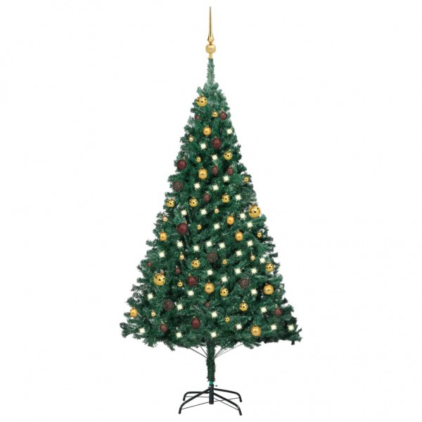 Árvore de Natal pré-iluminada com luzes e bolas verdes 180 cm D