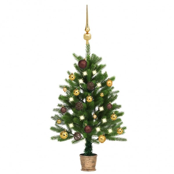 Árbol de Navidad artificial con LEDs y bolas verde 90 cm Árbol de Navidad artificial con LEDs y bolas verde 90 cm D