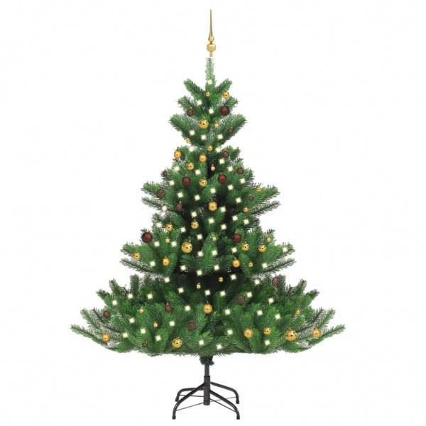 Árbol de Navidad abeto Nordmann con LEDs y bolas verde 240 cm D