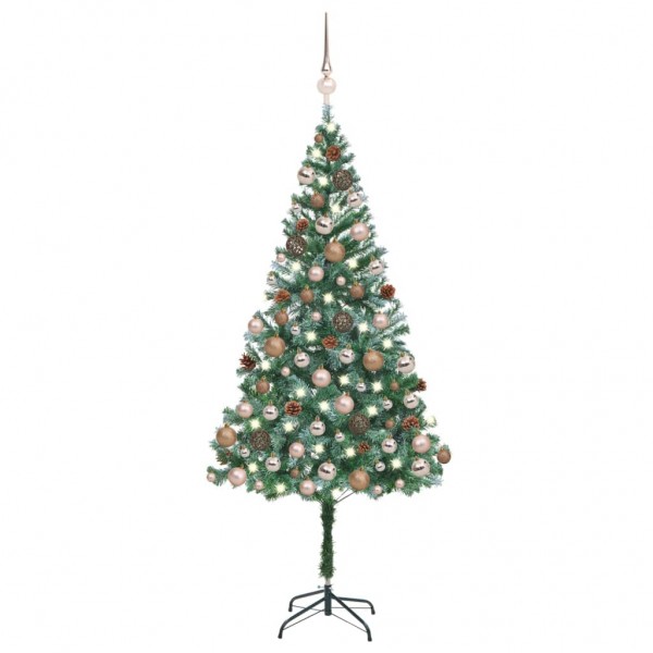 Árvore de Natal artificial com LEDs. bolas e ananás 180 cm D