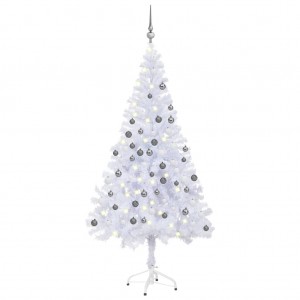 Árbol de Navidad artificial con LEDs y bolas 150 cm 380 ramas D