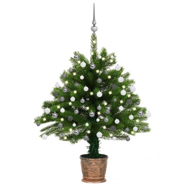 Árbol de Navidad artificial con luces y bolas verde 65 cm D