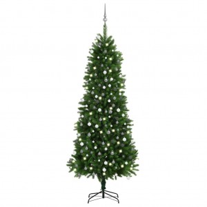 Árvore de Natal artificial com luzes e bolas verdes 240 cm D