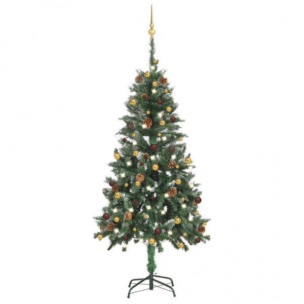 Árbol de Navidad artificial con luces LED y bolas 150 cm D