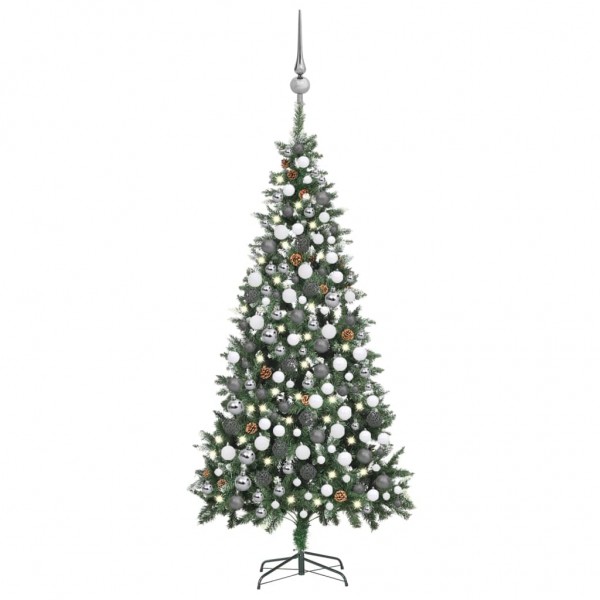 Árvore de Natal gelada com luzes. bolas e ananás 210 cm D
