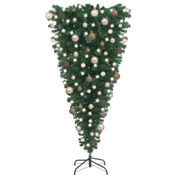 Árbol de Navidad artificial invertido con LED y bolas 120 cm D