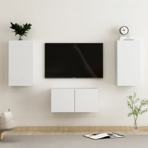 Juego de mueble para TV de 3 piezas aglomerado blanco