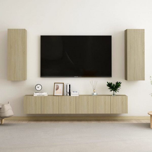 Mobiliário de parede de TV 5pcs aglomerado cor de carvalho Sonoma D