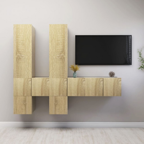Muebles de pared de TV 7 pzas aglomerado color roble Sonoma D