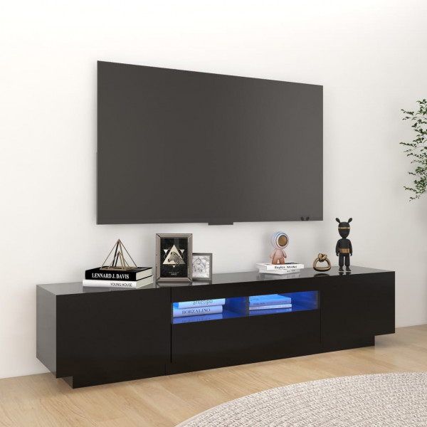 Mobiliário para TV com luzes LED pretas 180x35x40 cm D