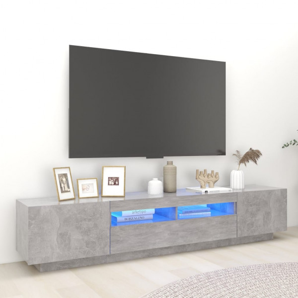Mueble para TV con luces LED gris hormigón 200x35x40 cm D